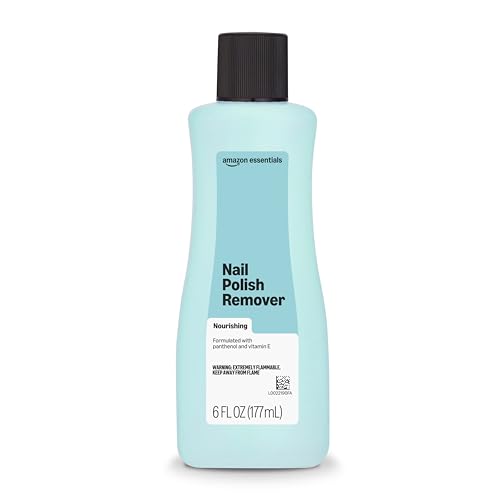 Amazon Essentials Nail Polish Remover Nourishing Acetone-Based Formulated with Panthenol and Vitamin E 6 Fl Oz