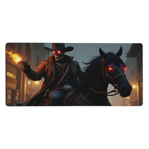 Tapis de souris de jeu gothique cow-boy avec bords cousus pour PC