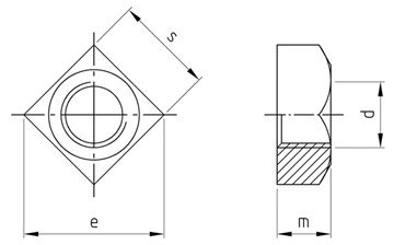 (200pcs) DIN 557 M12 A/F 19 Square Nuts A4-80 Stainless Steel, Ships Free in USA by Aspen Fasteners, ASSP0557412