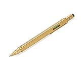 TROIKA CONSTRUCTION SQUARE - PIP24/AB - Multitasking ballpoint pen - for architects- centimetre-/inch ruler - spirit level - brass- matt - polished - antique brass - TROIKA-original