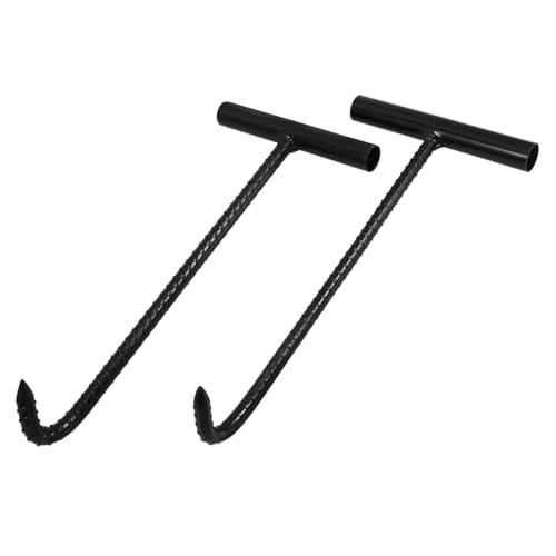 GLEAVI 2pcs Manhole Cover Lifter Hook for Heavy Duty Lifting T-Handle Sewer Hook Tool