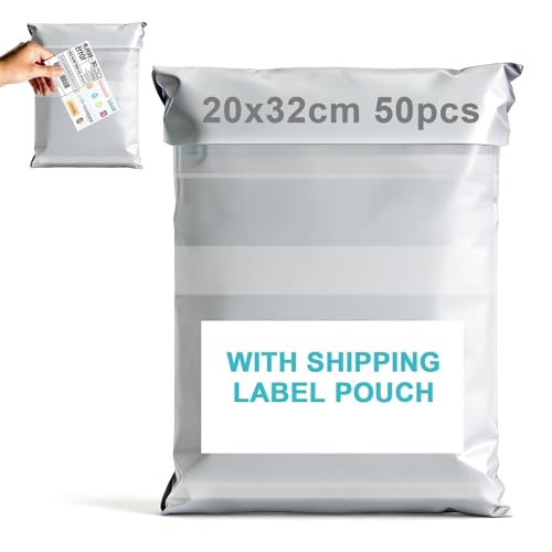 XRXYMQ 50 Pièces Pochette Envoie Colis Vinted avec pour Bordereau 20X32cm Emballage Colis Vinted Enveloppe Imperméables Plastique ExpeditionSac Sac Envoie pour Textiles et Boîtes à Chaussures Livres