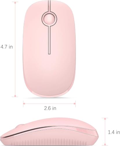 Image of VssoPlor Wireless Mouse, 2.4G Slim Portable Laptop Mouse, Pure Pink