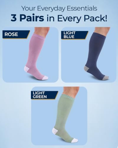Image of Pembrook 3 Pairs Plus Size Compression Socks Wide Calf - Bamboo Viscose Compression Socks for Women Wide Calf
