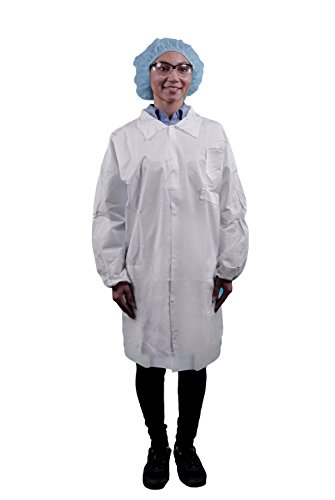 Keystone LC3-WE-KG-XL Key Guard Lab Coat, 3 Pockets, Snap Front, Single Collar, XL, White (Pack of 30)