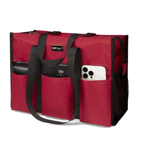 Image of TOPDesign Utility Water Resistant Tote Bag with 13 Pockets, Top Zipper Closure & Thick Bottom Support, for Working Women