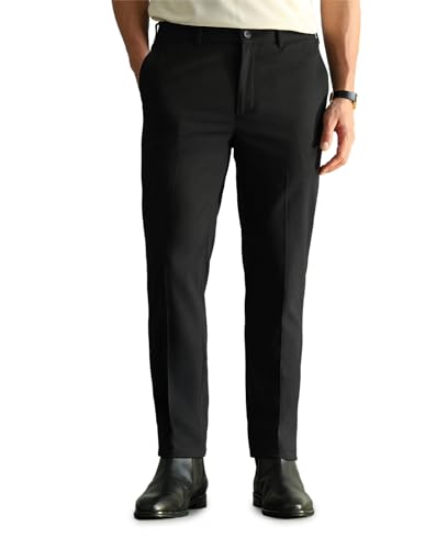 Image of Arrow Solid Super Slim Fit Formal Trousers for Men - Full Length Formal Pants for Men Office Wear