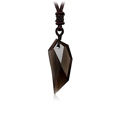 MENGLINA Black Obsidian Hexagram Natural Stone Necklace Translucent Ice Obsidian Wolf Tooth Amulet His and Hers Couples Necklace Lucky Love Pendant Necklace for Men Women