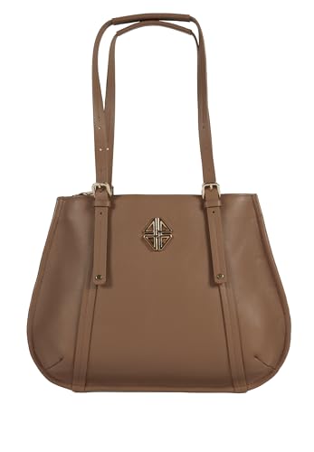 Manico: tracolla regolabile 4US Cesare Paciotti - Borsa shopper in pelle, beige (33 X 43 X 15 cm)