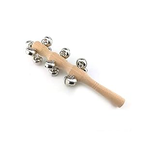 Hand Jingle Bells Sleigh Bells Christmas Wooden Musical Instrument with Handle Rattles Jingle Bells Stick Wooden Rattles…