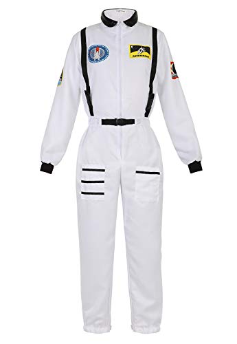 Kranchungel Disfraz de astronauta para mujer, traje espacial para adultos, traje de explorador de astronauta - blanco - S