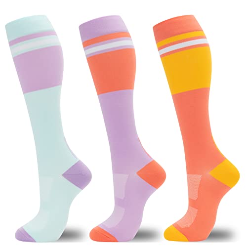 Image of fenglaoda Compression Socks for Women Men 3 Pairs Graduated Compression Support Circulation Socks for Nurses