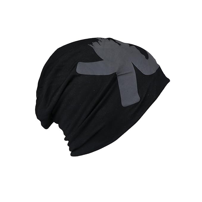 iSWEVEN Unisex Cotton Slouchy Beanie Skull Cap, All-Season Headwear for Men & Women, Ideal for Summer, Winter, Gym, Sports, Helmet Use - Free Size (7011A, Black) - Image 3 thumbnail