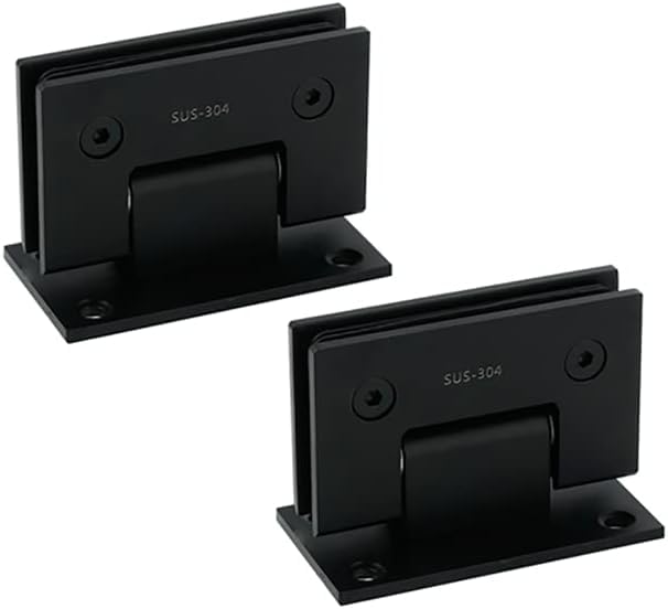 Charnière pour porte en verre de douche 90° en acier noir mat