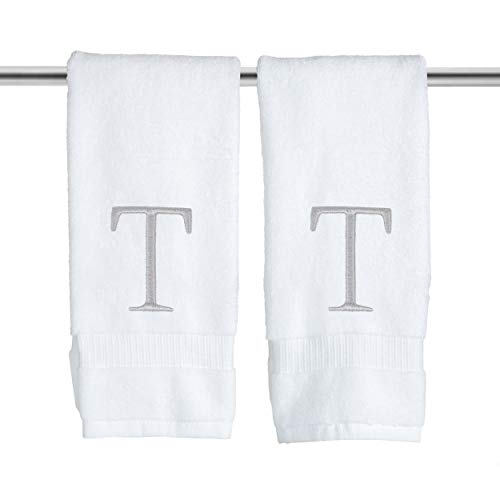 Monogrammierte Handtücher für Badezimmer – Luxus-Hotel-Qualität, personalisierte Initiale, dekoratives Besticktes Badetuch für Puderzimmer… – Ansicht 1