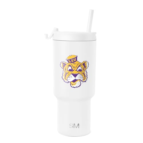 Simple Modern Officially Licensed Collegiate LSU Tigers 30 oz Tumbler with Flip Lid and Straws | Insulated Cup Stainless Steel | Retro Vault Collection | Louisiana State University