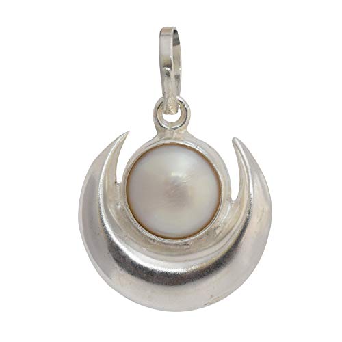 Round Natural Pearl Silver Pendant for Women
