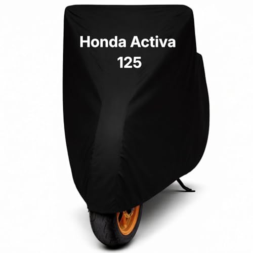 Image of Scooty Body Cover for Honda Activa 125 Waterproof & Dustproof Scooter Cover UV Resistant, Heat Resistant & All Weather Protection Heavy Duty Triple Stitched Two Wheeler Cover (Black)