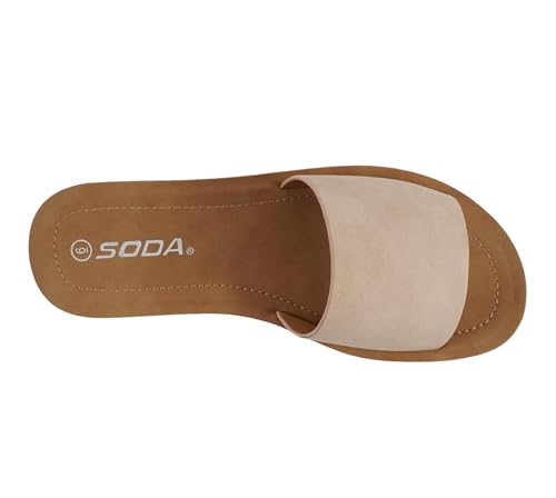 Image of Soda Shoes Efron-S Women Flip Flops Basic Plain Slippers Slip On Sandals Slides Casual Peep Toe Beach
