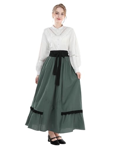 Nuoqi Victorian Blouse for Women Cotton Renaissance Shirt Long Sleeve Vintage Top2