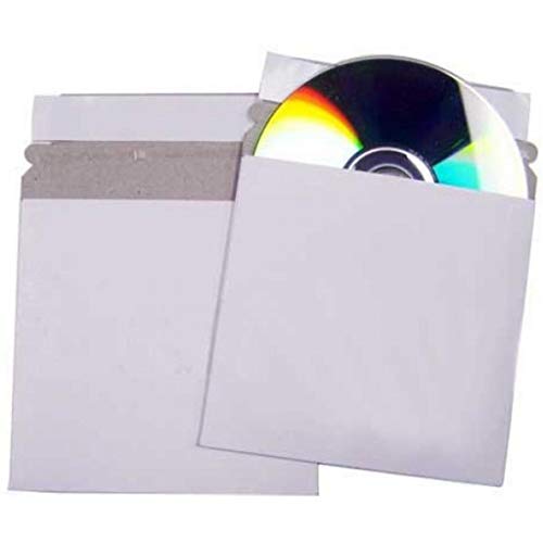 Lot de 50 pochettes d'expédition en carton avec patte autocollante pour CD Blanc