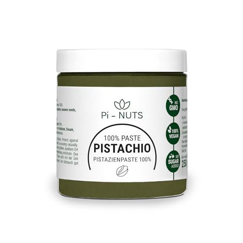 Pi-nuts Pistazienpaste 100% ohne Zusatzstoffe - Pistaziencreme - ‎Pistazienmus aus geschälten Pistazienkernen - Zum Backen und Desserts - 250 g