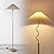 YJSQOEOE Modern Floor Lamp with 3 Color Temperatures, Foot Switch Standing Lamps for Living Room,Tall LED Standing Lamps for Living Room, Bedroom, Office, Beige Pleated Shade, 9W Bulb Included, Gold
