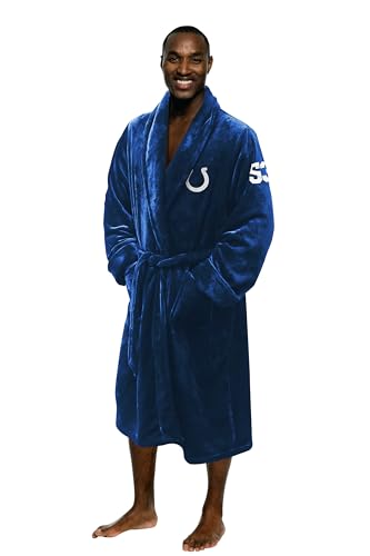 Northwest The Company Official NFL Indianapolis Colts Men's L/XL Silk Touch Bath Robe with Number, Royal Blue, 26" x 47"