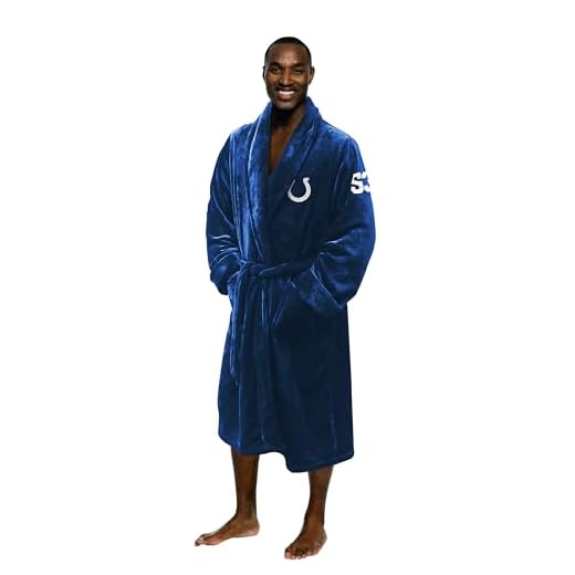 NORTHWEST Adulto Unissex Roupão De Banho Oficial Da Nfl Indianapolis Colts, Tamanho G/Gg, Com Toque Seda E Número, Azul Royal, 66 Cm X 119
