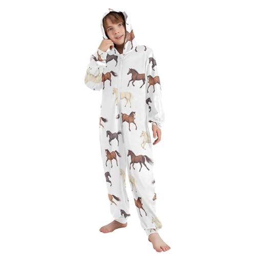 NUSTAPU Unisex Onesie Animal Cosplay One-Piece Pajamas Sleepwear Hooded Jumpsuit Holiday Costume Horse Size 7 Years 8 Years