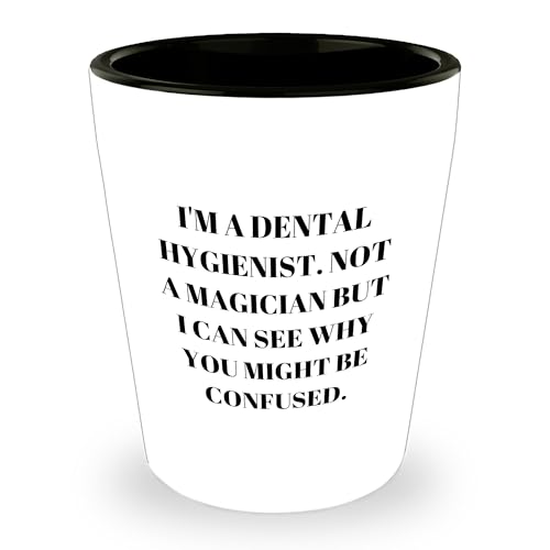 Dental Hygienist Gifts from Friends - Shot Glass with White Ceramic in 1.5oz Capacity - Birthday Unique Gifts for Dental Hygienist