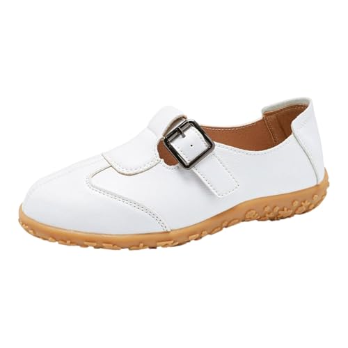 Zapatos Mary Jane suaves de mujer con hebilla, calzado plano clásico para caminar cómoda