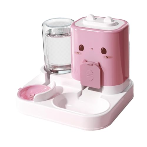 2 in 1 Automatic Pet Feeder Pet Feeding Bowl Detachable Cats Feeder for Puppy, Pink