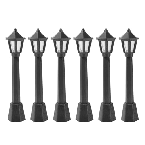 NUOBESTY Mini Street Light Model 6 Pcs Set 3.15 Inch Plastic Lamp Posts for Dollhouse Mini Village Garden Path Decoration and Kids Play Accessories