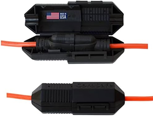 CordSafe Extension Cord Plug Protector Safety Cover, Water-Resistant Indoor Outdoor, Keep Cords Connected, Patio Bistro String Lights Holiday Lights Christmas Lights Power Tools Fans Black 1pk