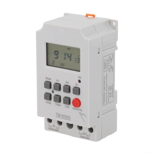 Startbuymore TM630S-2 LCD Programmable Timer Switch, 24-Hour/7-Day Digital Time Controller for AC 220V, 30A 250V Output, 16 On/Off Settings