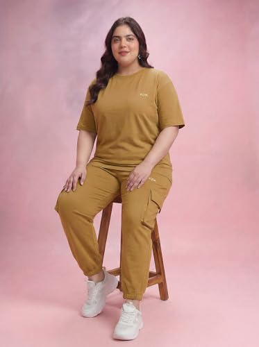 Image of Kepa Plus Size Summer Co Ord Set for Women | Top and Lower Set with Stretchable Waistband | Stylish Airport Outfit for Women | Western Track Suit Co-Ord Set for Casual Wear