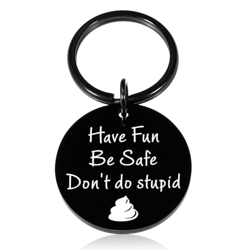 Perleddom Easter Basket Gift for Teen Boy 16 Don't do Stupid Shit Keychain for Him Men Teens Boys Coolest Gifts for Boy from Mom Dad Funny Keychain Gifts for Boys Daughter Teen Son Graduation Gift