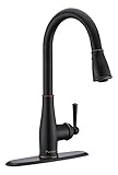 Purelux Kitchen Faucet Oil Rubbed Bronze, Sweep Blade Function Single Handle 3 Setting Kitchen Sink Faucets with Pull Down Sprayer Fits 1 or 3 Hole Installation
