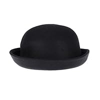 TENDYCOCO Fedora-Hut für Damen Schwarzer Woll-kuppelhut Aufrollbarer Bowler- Modischer Bowler-