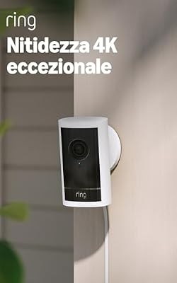 Ring Videocamera esterna Pro Plug-In (Outdoor Camera Pro, ultimo modello) | Videocamera di sicurezza | Retinal 4K, zoom 10x | Prova gratuita di 30 giorni piano d’abbonamento Ring