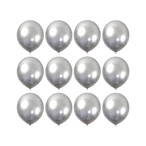 Image of 12 inch Metallic Silver Balloons, 60 pcs Thick Chrome Silver Latex Balloons for Party Decorations (12inch Silver)