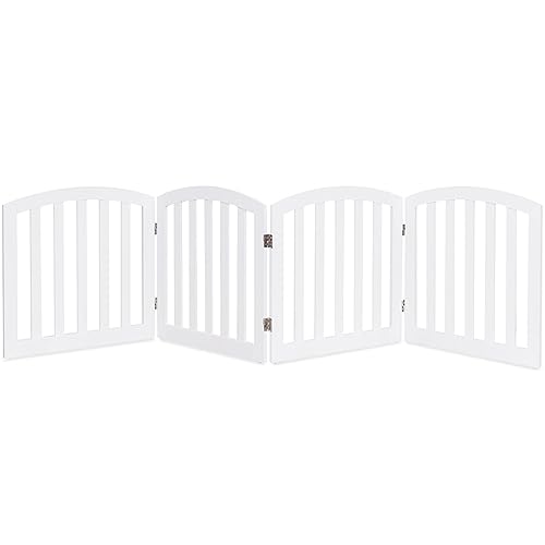 COSTWAY Cancelletto per Cani Pieghevole in Legno con 4 Ante, Ideale per Cani di Piccola/Media Taglia, Adatto a Scale, Soggiorno e Cucina, 246 x 61 cm, Bianco