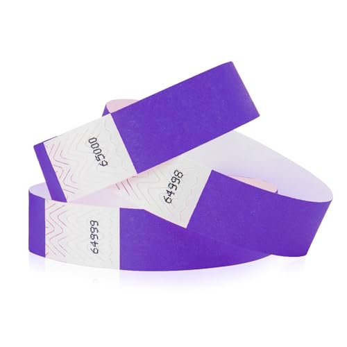 Image of 500 WristCo Purple Tyvek Wristbands for Events - Comfortable Tear Resistant Paper Bracelets ID Wrist Bands for Concerts Festivals Admission Party Identification