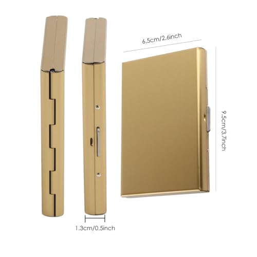 RFID Credit Card Holder, Stainless Steel Credit Card Wallet Blocking Metal Business Card Case for Men and Women (Stainless steel card holder 6 cards gold)2