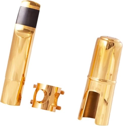 Gold Lacquer Mouthpiece Professional Tenor Saxophone Metal Mouthpiece with Ligature and Cap Sax Saxophone Accessories (Tenor 8)
