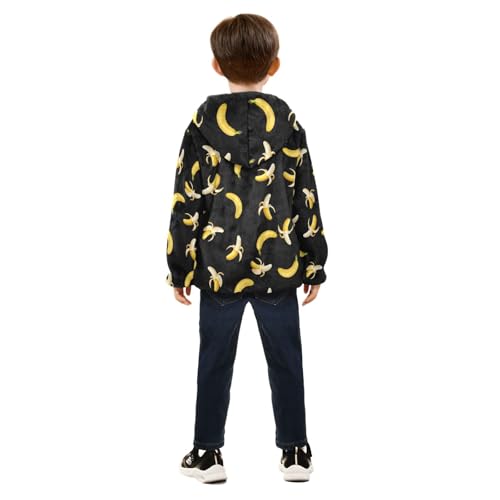 CHIFIGNO Yellow Bananas Black Toddler Boy Comfy Thick Fleece Outerwear Jackets with Polar Fleece Lining 3T4