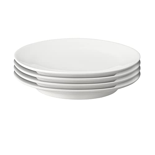 Image of Denby White Porcelain Small Plates Set of 4-17.5cm Dishwasher Microwave Safe Crockery - Chip & Crack Resistant Appetiser Side Plates