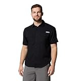 Columbia PFG Backwater - Camisa de Manga Corta para Hombre, Negro -, Small