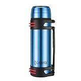 Lesenta Insulated Thermoses 86oz for Coffee Hot & Cold Drink Stainless Steel Water Bottle with Wide Mouth Spout lid and Adjustable Strap (Blue 40.5 Ounce)